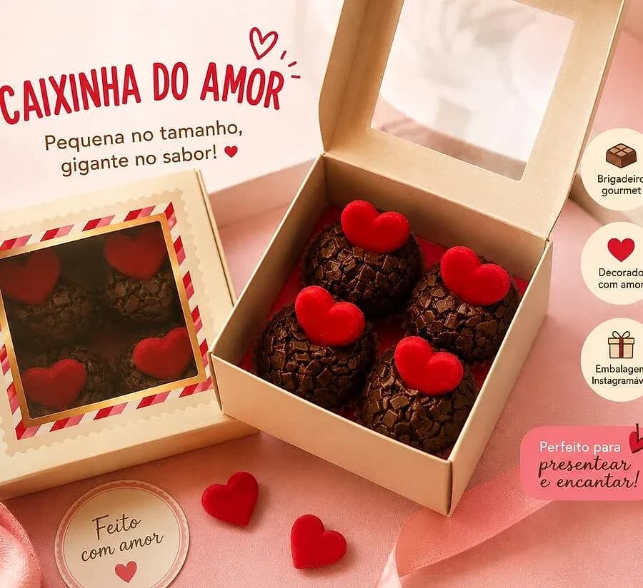 Caixinha do amor presenteável 4 un. brigadeiro gourmet