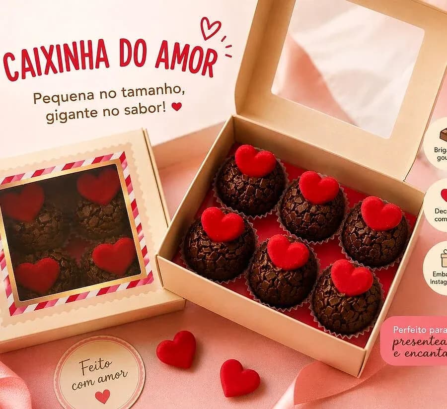 Caixinha do amor presenteável 6 un. brigadeiro gourmet
